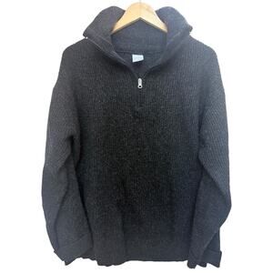 Oisin Ban Irish Wool Half Zip Sweater Mens Medium Black Made In Ireland Donegal